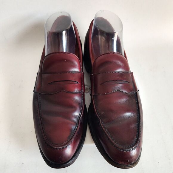 Allen Edmonds Barton Burgundy Leather Penny Loafers Mens 9 B Classic USA Made - Picture 4 of 14